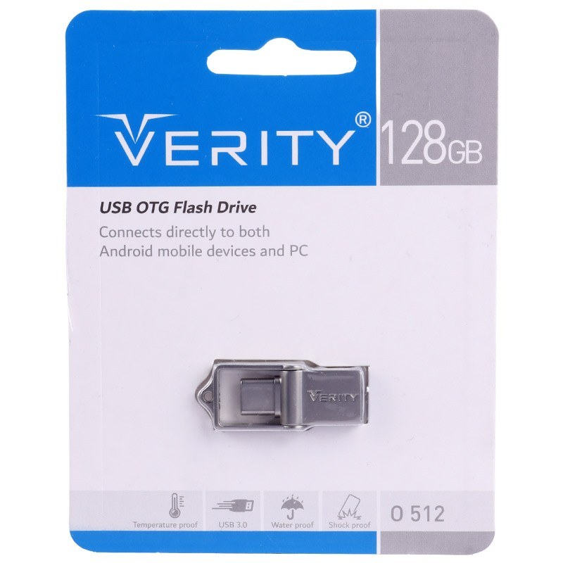 فلش 128 گیگ وریتی مدل Verity O512 OTG Type-C USB3 گارانتی آسان سرویس