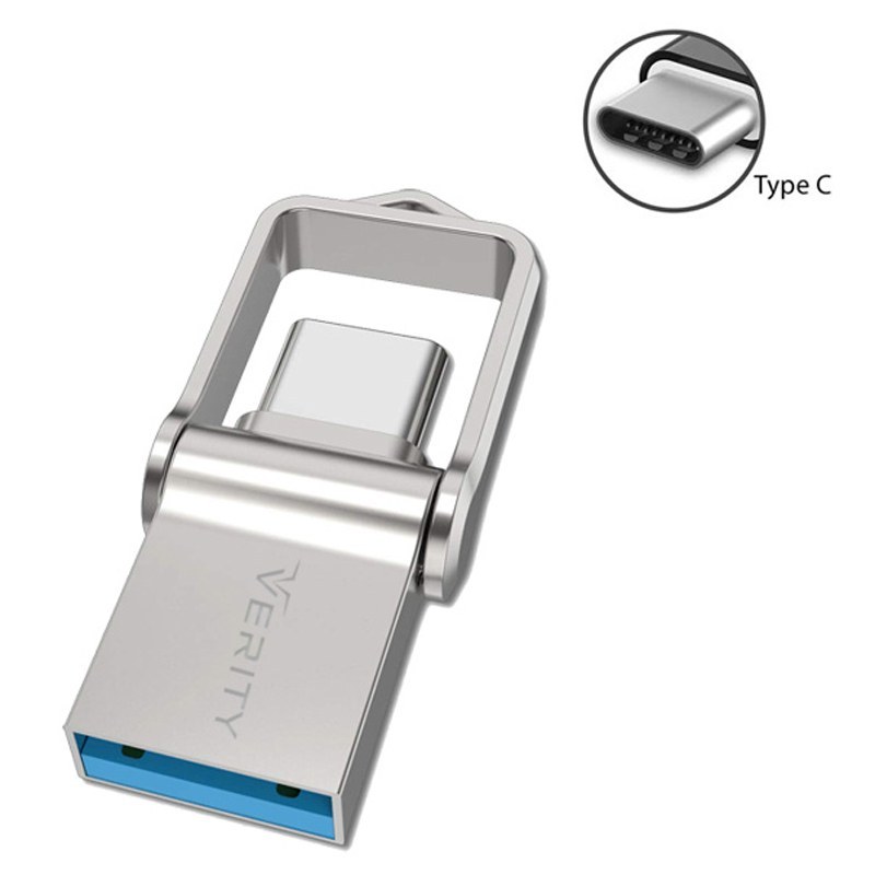 فلش 128 گیگ وریتی مدل Verity O512 OTG Type-C USB3 گارانتی آسان سرویس