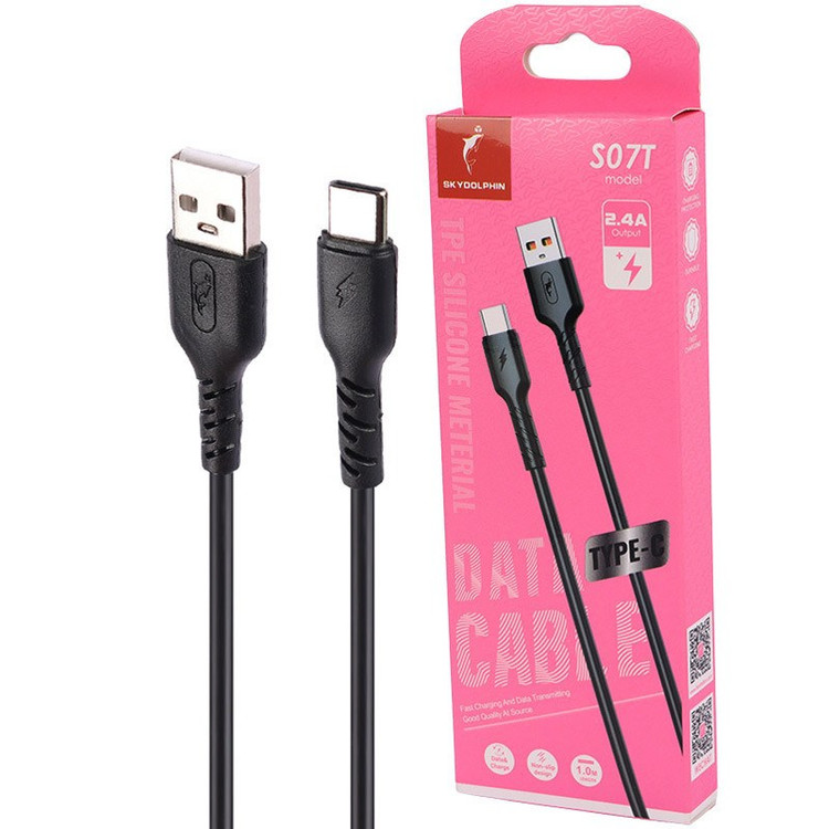 کابل شارژ تایپ سی فست شارژ اسکای دلفین مدل Sky Dolphin S07T 2.4A یک متری