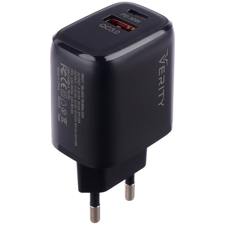 شارژر فست 33 واتی وریتی مدل Verity AP 2126 QC3.0 PD 3A 33W با کابل تایپ سی با گارانتی یک ساله