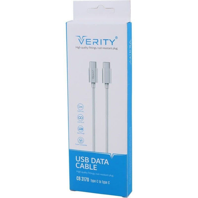 کابل شارژ دو سر تایپ سی فست شارژ وریتی مدل Verity CB3170 با گارانتی