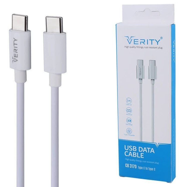 کابل شارژ دو سر تایپ سی فست شارژ وریتی مدل Verity CB3170 با گارانتی
