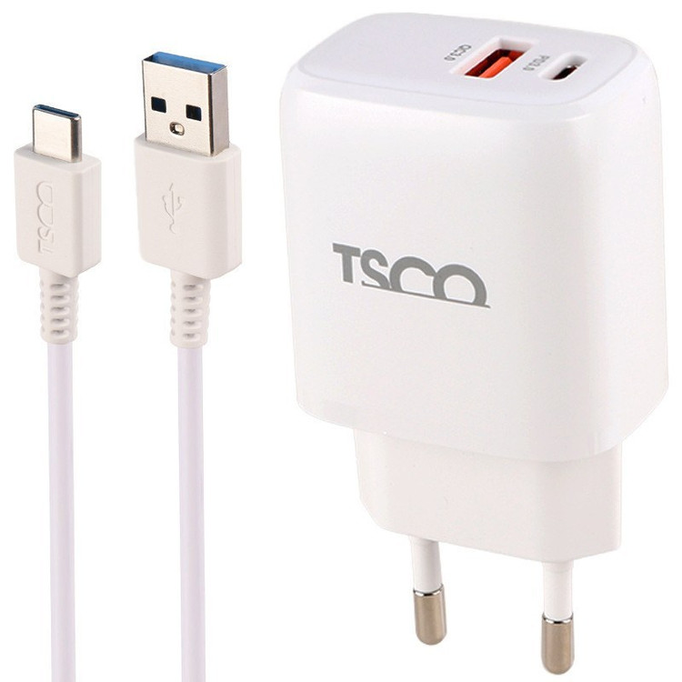 شارژر فست شارژ تسکو مدل TSCO TTC 65 با کابل تایپ سی با گارانتی