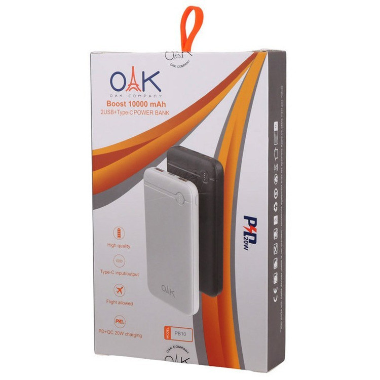 پاور بانک فست شارژ 10000 اوآک مدل OAK PB10 QC PD 20W گارانتی 6 ماهه
