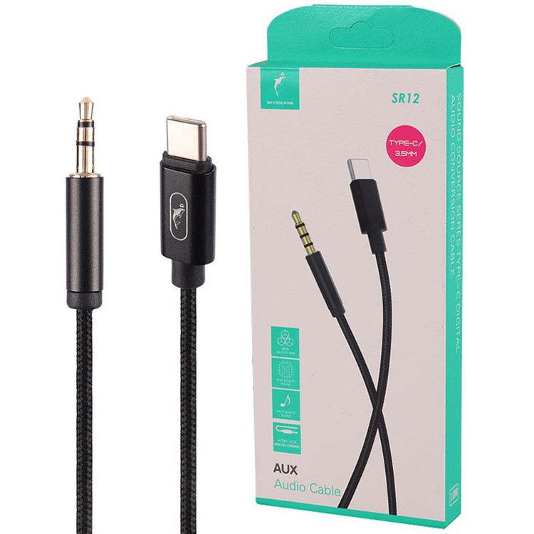 کابل تبدیل AUX به تایپ سی اسکای دلفین مدل Sky Dolphin SR12 AUX To Type-C یک متری