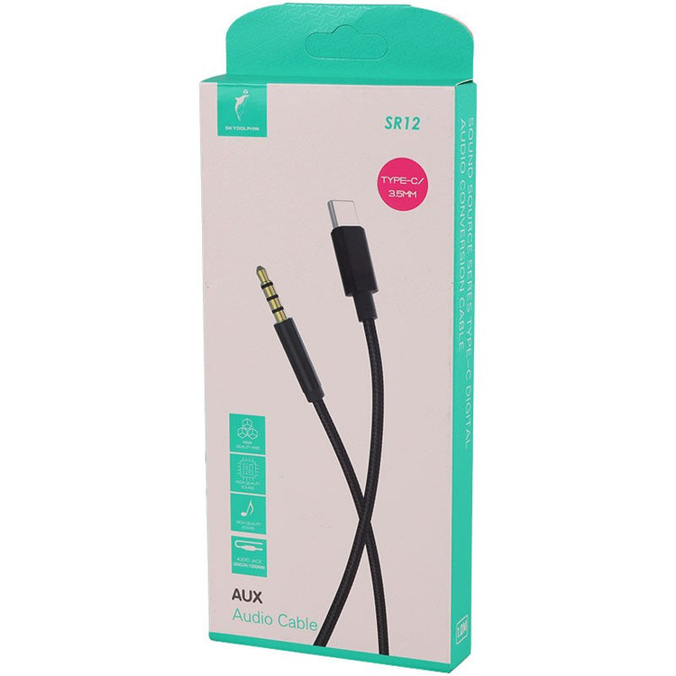 کابل تبدیل AUX به تایپ سی اسکای دلفین مدل Sky Dolphin SR12 AUX To Type-C یک متری