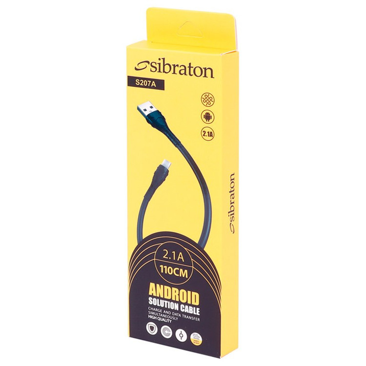 کابل شارژ میکرو سیبراتون Sibraton S207A طول 1.1 متر گارانتی 12 ماهه متین مشکی