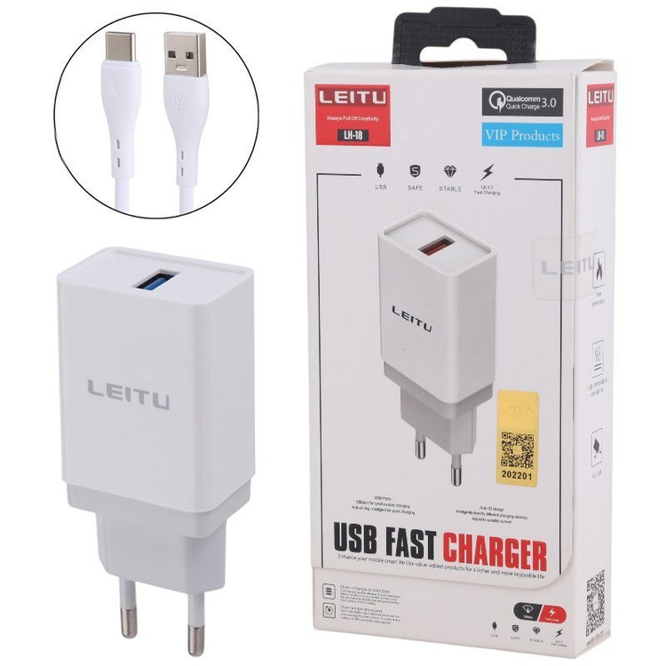شارژر فست شارژ لیتو مدل Leitu LH-18 با کابل تایپ سی