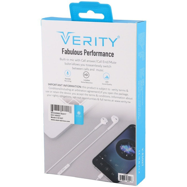 هندزفری تایپ سی وریتی مدل Verity V-E102T با گارانتی
