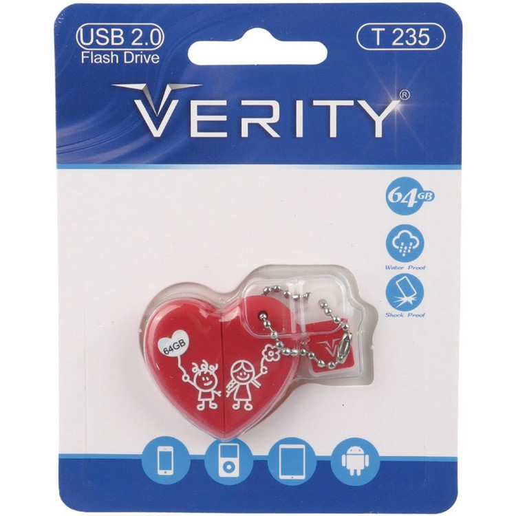 فلش عروسکی وریتی طرح قلب 64 گیگ Verity T235 با گارانتی