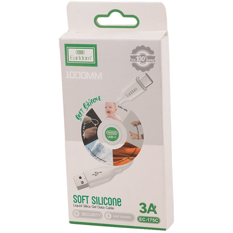 کابل شارژ تایپ سی فست شارژ ارلدام مدل Earldom EC-175C 3A 1m