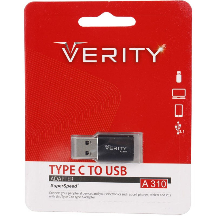 تبدیل تایپ سی به USB وریتی مدل Verity A310 Type-C To USB گارانتی یک ساله