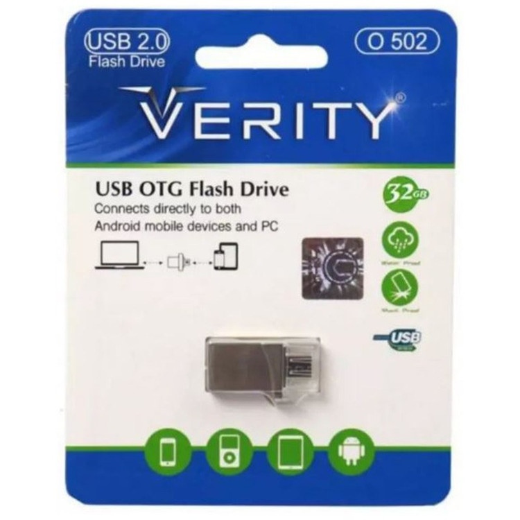 فلش 32 گیگ وریتی Verity O502 OTG با گارانتی مادام العمر آسان سرویس
