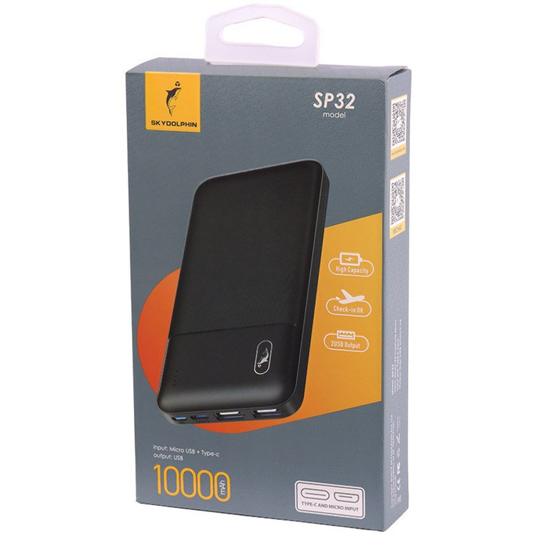 پاور بانک فست شارژ 10000 اسکای دلفین مدل Sky Dolphin SP32 2.4A 12W گارانتی 6 ماهه