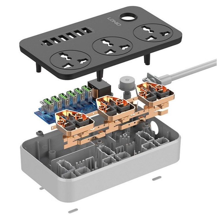 چند راهی برق الدینیو SC3604 با کابل 2 متری + شارژر USB با گارانتی 6 ماهه