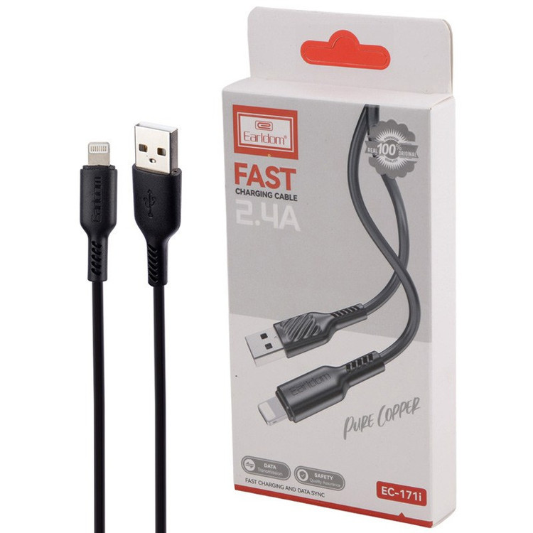 کابل فست شارژ آیفون ارلدام مدلEarldom EC-171i 2.4A یک متری