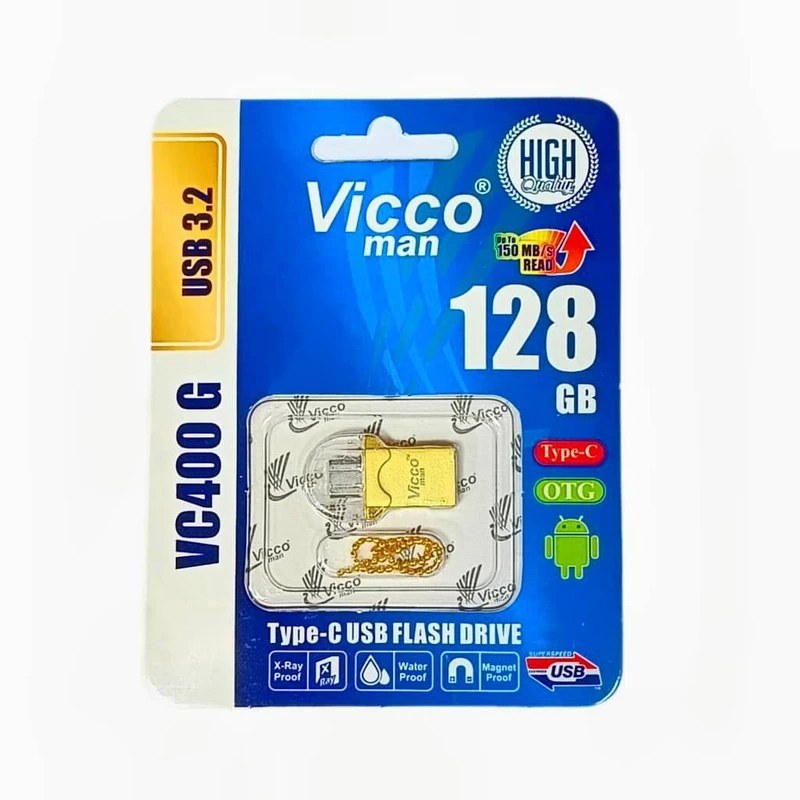 فلش 128 گیگ ویکومن مدل ViccoMan VC400 OTG Type-C USB3.2 گارانتی مادام