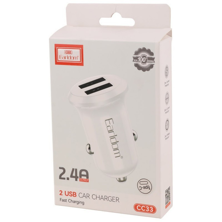 شارژر فندکی فست شارژ ارلدام مدل Earldom ES-CC33 به همراه کابل تایپ سی