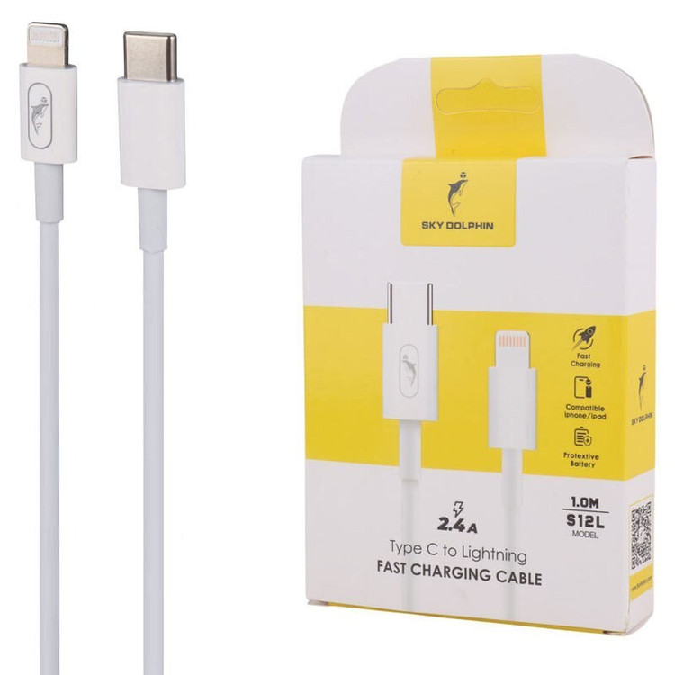 کابل شارژ تایپ سی به لایتنینگ فست شارژ اسکای مدل Sky Dolphin S12L با گارانتی