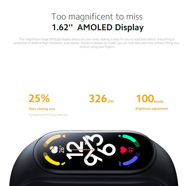 دستبند هوشمند شیائومی می بند 7 مدل Xiaomi Mi Band 7 گلوبال با گارنتی به همراه گلس هدیه