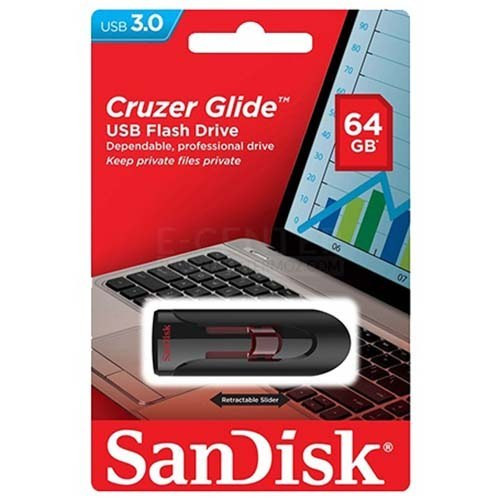 فلش 64 گیگ USB3 سن دیسک مدل SanDisk Cruzer Glide گارانتی مادام العمر سازگار
