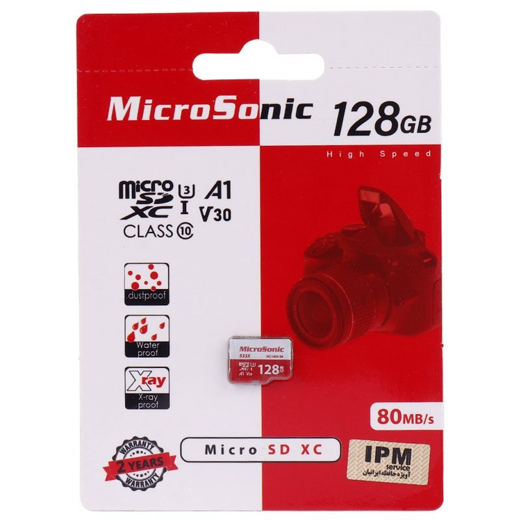 کارت حافظه 128 گیگ میکروسونیک مدل MicroSonic 533X A1 V30 U3 C10 با گارانتی