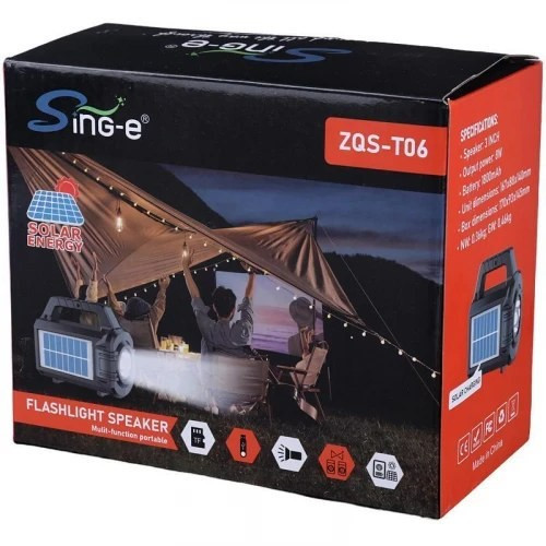 اسپیکر بلوتوثی رم خور و فلش خور مدل Sing-E ZQS-T06 با پنل خورشیدی