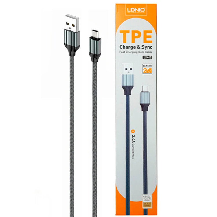 کابل شارژ تایپ سی فست شارژ الدینیو مدل LDNIO LS442 دو متری