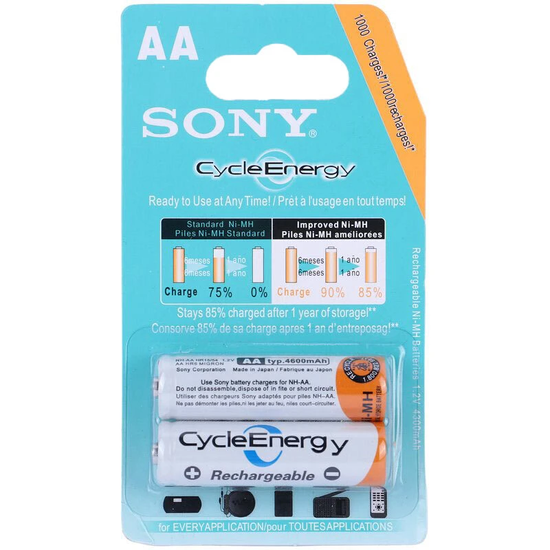 باتری قابل شارژ قلمی سونی مدل Sony Cycle Energy NH-HR15-51 AA 4600mAh بسته دو عددی