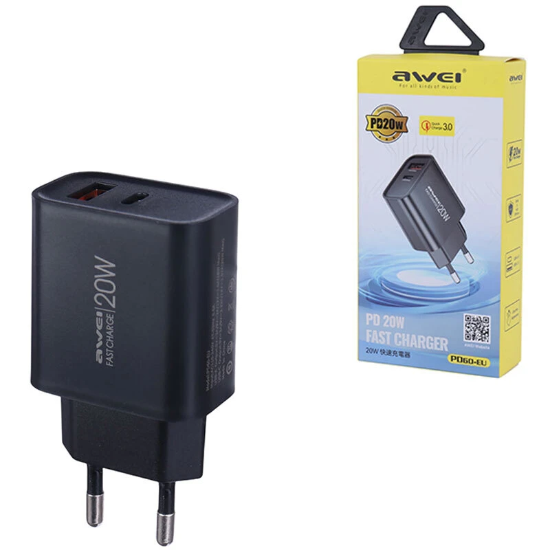 شارژر فست شارژ اوی مدل Awei PD60-EU